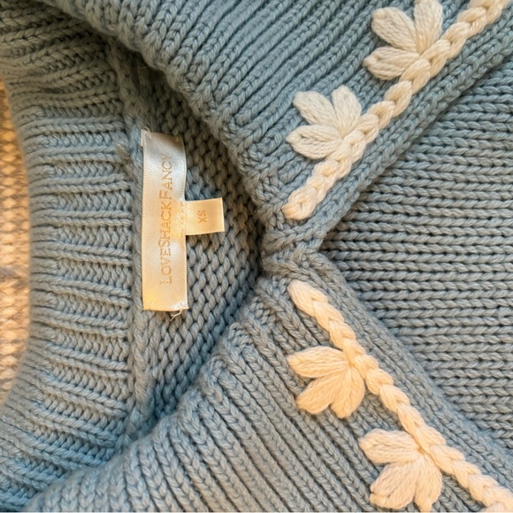 LOVESHACKFANCY UNION COLLARED PULLOVER CORNFLOWER - size XS - worn once! EEUC - Picture 6 of 6